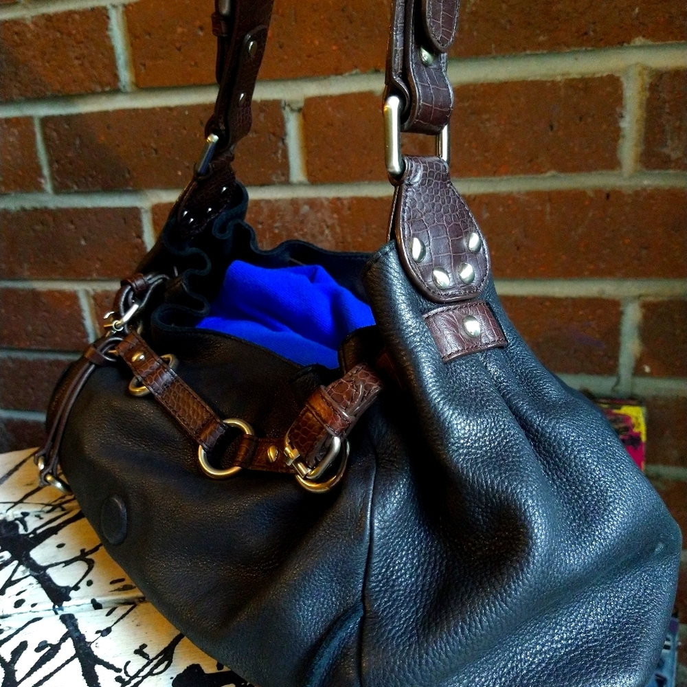Kenneth cole new york leather hobo shoulder bag